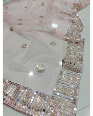 Baby Pink colored georgette lehenga choli