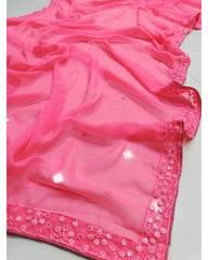 Watermelon Pink Colored Georgette Lehenga Choli