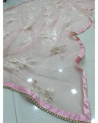 Baby pink coloured sequence embroidery work lehenga choli