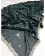 Bottle green designer ruffle wedding lehenga choli