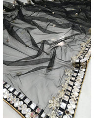 Black colored french silk lehenga choli