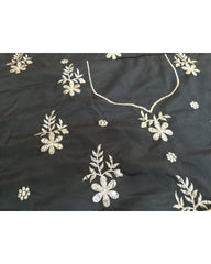 Black colored french silk lehenga choli