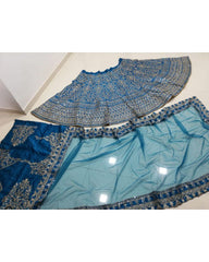 Blue japan Satin designer lehenga choli