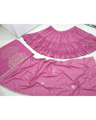Pink georgette sequence heavy flare lehenga choli