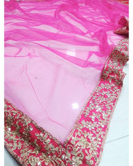 Rani Pink Colored Barfi Silk Embroidered Work Lehenga Choli