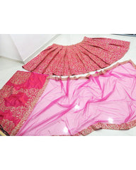 Rani Pink Colored Barfi Silk Embroidered Work Lehenga Choli