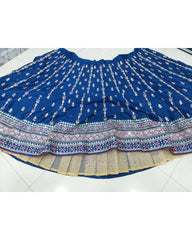 Blue chinon silk thread sequence wedding lehenga choli