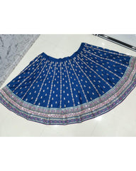 Blue chinon silk thread sequence wedding lehenga choli