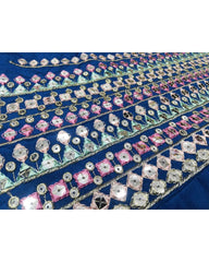 Blue chinon silk thread sequence wedding lehenga choli