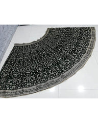 Bottle green colored designer velvet lehenga choli