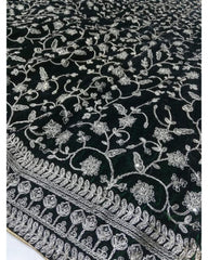 Bottle green colored designer velvet lehenga choli