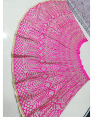 Pink Malai satin zari embroidery Lehenga choli