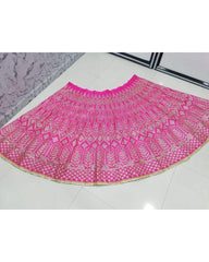 Pink Malai satin zari embroidery Lehenga choli