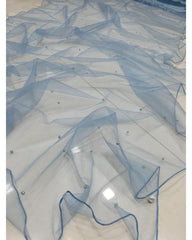 Dark sky blue faux georgette wedding Lehenga choli