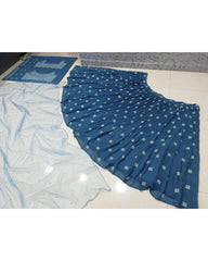 Dark sky blue faux georgette wedding Lehenga choli