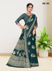 Jacquard Butta woven border Georgette saree with blouse for women