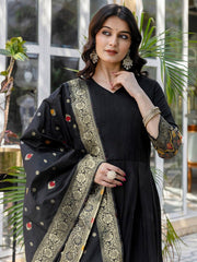 SHAILY Women’s Ethnic Motif Woven Silk Blend Kurta Set with Pants & Dupatta | Indian Traditional Outfit | Festive & Party Wear Kurti Malaysia