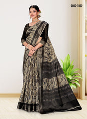 Weaving zari Jacquard border Cotton saree with blouse for women