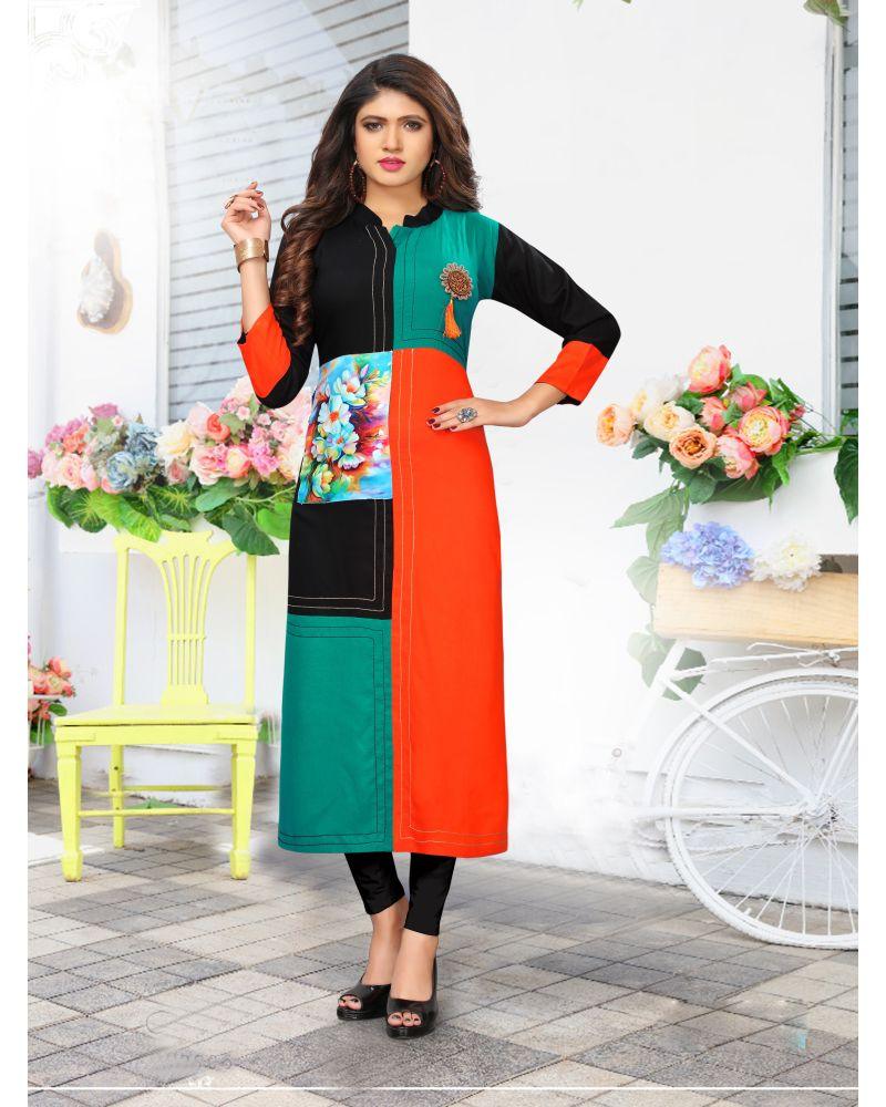 Elegant Rayon 14KG Straight Kurti