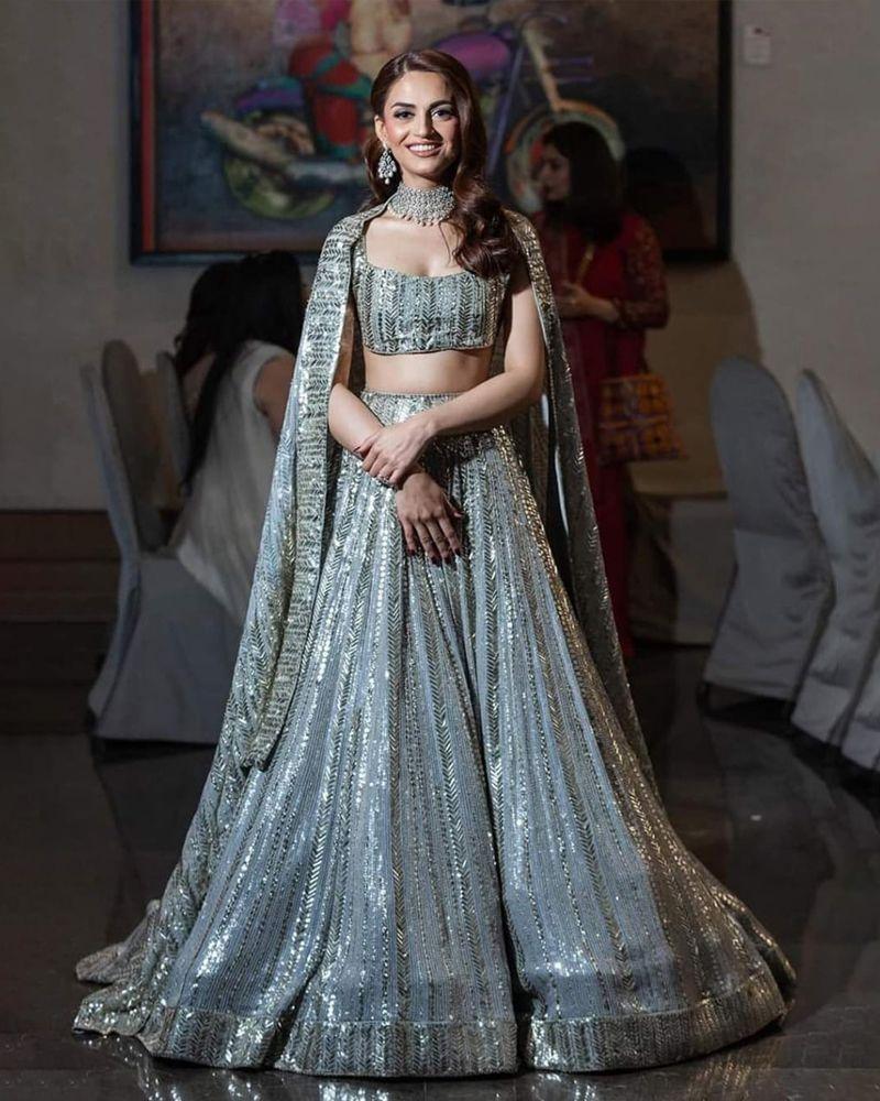 Grey colored georgette lehenga choli