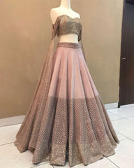 Peach colored cotton silk designer lehenga choli