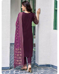 SKYLEE Women Floral Print Straight Kurta Set with Dupatta | Indian Ethnic Wear Online Malaysia | Designer Salwar Suit | Party & Festive Kurti Set