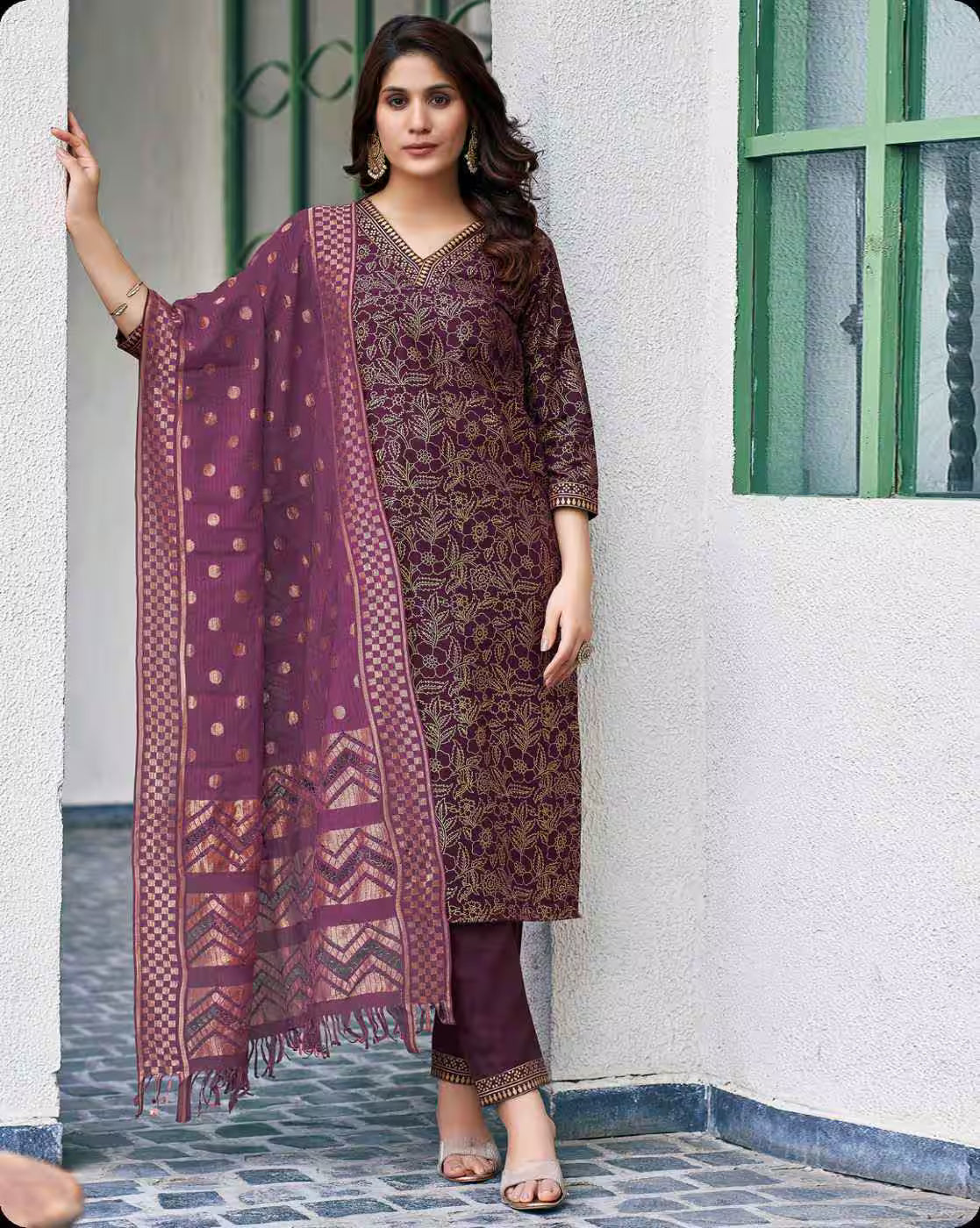 SKYLEE Women Floral Print Straight Kurta Set with Dupatta | Indian Ethnic Wear Online Malaysia | Designer Salwar Suit | Party & Festive Kurti Set