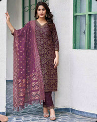 SKYLEE Women Floral Print Straight Kurta Set with Dupatta | Indian Ethnic Wear Online Malaysia | Designer Salwar Suit | Party & Festive Kurti Set