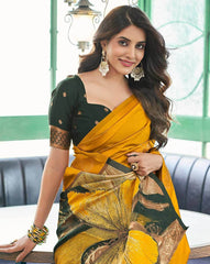 SATRANI Women’s Woven Silk Saree with Contrast Border | Traditional Indian Saree with Blouse Piece | Wedding, Party & Festive Wear Saree Malaysia Online