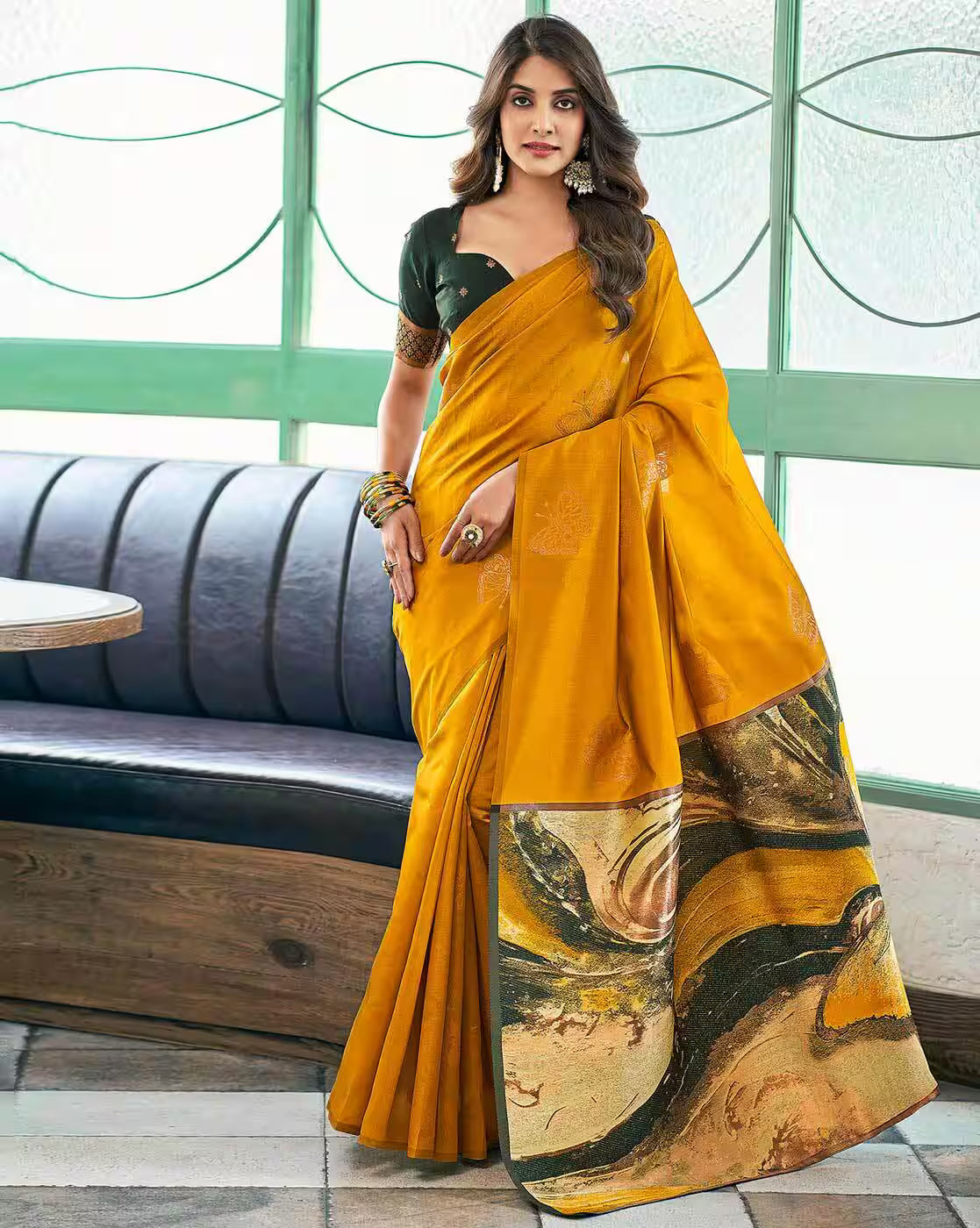 SATRANI Women’s Woven Silk Saree with Contrast Border | Traditional Indian Saree with Blouse Piece | Wedding, Party & Festive Wear Saree Malaysia Online