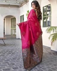 SATRANI Floral Silk Blend Saree with Contrast Pallu | Designer Indian Saree for Wedding, Party & Festival Wear | Saree with Blouse Piece | Buy Sarees Online Malaysia