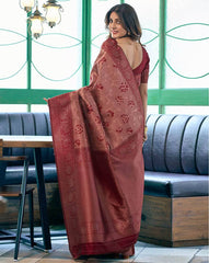 SATRANI Women’s Floral Silk Blend Saree with Contrast Border | Wedding Saree | Party Wear Saree | Traditional Indian Saree Online Malaysia