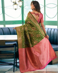 SATRANI Geometric Woven Silk Blend Saree with Contrast Pallu | Party Wear Saree | Wedding Saree | Traditional Saree for Women in Malaysia