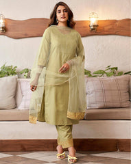 SKYLEE Women Embellished Cotton Blend Straight Kurta Suit Set with Dupatta | Ethnic Wear for Party, Wedding & Festive | Indian Pakistani Salwar Suit Dress Malaysia