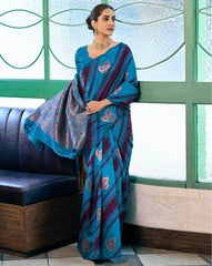 SATRANI Floral Silk Blend Saree with Woven Motifs | Designer Indian Saree Online Malaysia | Wedding & Party Wear Saree Collection