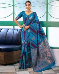 SATRANI Floral Silk Blend Saree with Woven Motifs | Designer Indian Saree Online Malaysia | Wedding & Party Wear Saree Collection