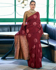 SATRANI Women Printed Silk Blend Saree with Contrast Border | Designer Indian Saree | Party Wear | Wedding Saree Malaysia | Bollywood Ethnic Wear