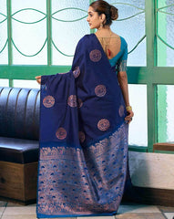 SATRANI Women Printed Silk Blend Saree with Contrast Border | Latest Indian Saree Online Shopping  | Casual & Party Wear Designer Saree with Blouse Piece