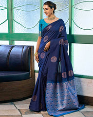 SATRANI Women Printed Silk Blend Saree with Contrast Border | Latest Indian Saree Online Shopping  | Casual & Party Wear Designer Saree with Blouse Piece