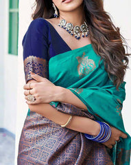 RASVRITI Women’s Banarasi Silk Saree | Premium Woven Motifs Traditional Indian Saree | Wedding, Party & Festive Wear Saree with Blouse Piece – Malaysia