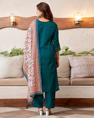 SKYLEE Women Floral Print Straight Kurta Suit Set with Dupatta | Cotton Blend Kurti Pant Set | Indian Ethnic Wear for Women Malaysia