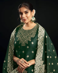 SKYLEE Women’s Woven Silk Blend Straight Kurta Suit Set with Dupatta | Party Wear Kurti Pant Set for Women Malaysia | Elegant Ethnic Outfit for Festive & Casual Wear