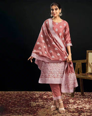 SKYLEE Women’s Silk Blend Woven Straight Kurta Suit Set with Dupatta | Indian Ethnic Wear Kurti Pant Set | Party Wear Kurta Set for Women Malaysia