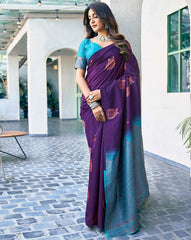 VASTRAHAAR Soft Silk Woven Saree with Contrast Border | Traditional Indian Saree with Blouse Piece | Designer Wedding & Party Wear Saree Malaysia Online