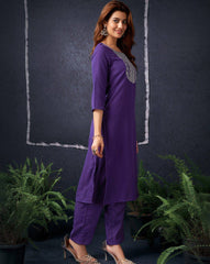 SKYLEE Women’s Embroidered Straight Kurta Set with Dupatta | Cotton Blend Indian Ethnic Wear for Women | Party & Casual Kurti Pant Set