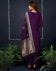 SKYLEE Women Cotton Blend Woven Straight Kurta Set with Organza Dupatta | Ethnic Wear Kurti Pant Set for Women Malaysia | Indian Pakistani Outfit | Casual & Festive Kurta Set