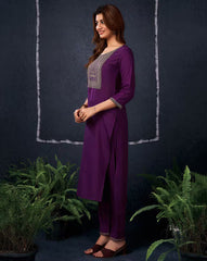 SKYLEE Women Cotton Blend Woven Straight Kurta Set with Organza Dupatta | Ethnic Wear Kurti Pant Set for Women Malaysia | Indian Pakistani Outfit | Casual & Festive Kurta Set