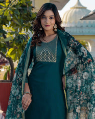 Woven Silk Blend Kurta Set for Women | Stylish Indian Ethnic Wear with Dupatta & Pants | Festive & Casual Outfit Malaysia