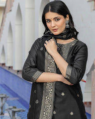 SVARAA Women’s Self-Design Silk Blend Kurta Set with Pant & Dupatta | Indian Ethnic Wear Malaysia | Designer Kurti Set for Women