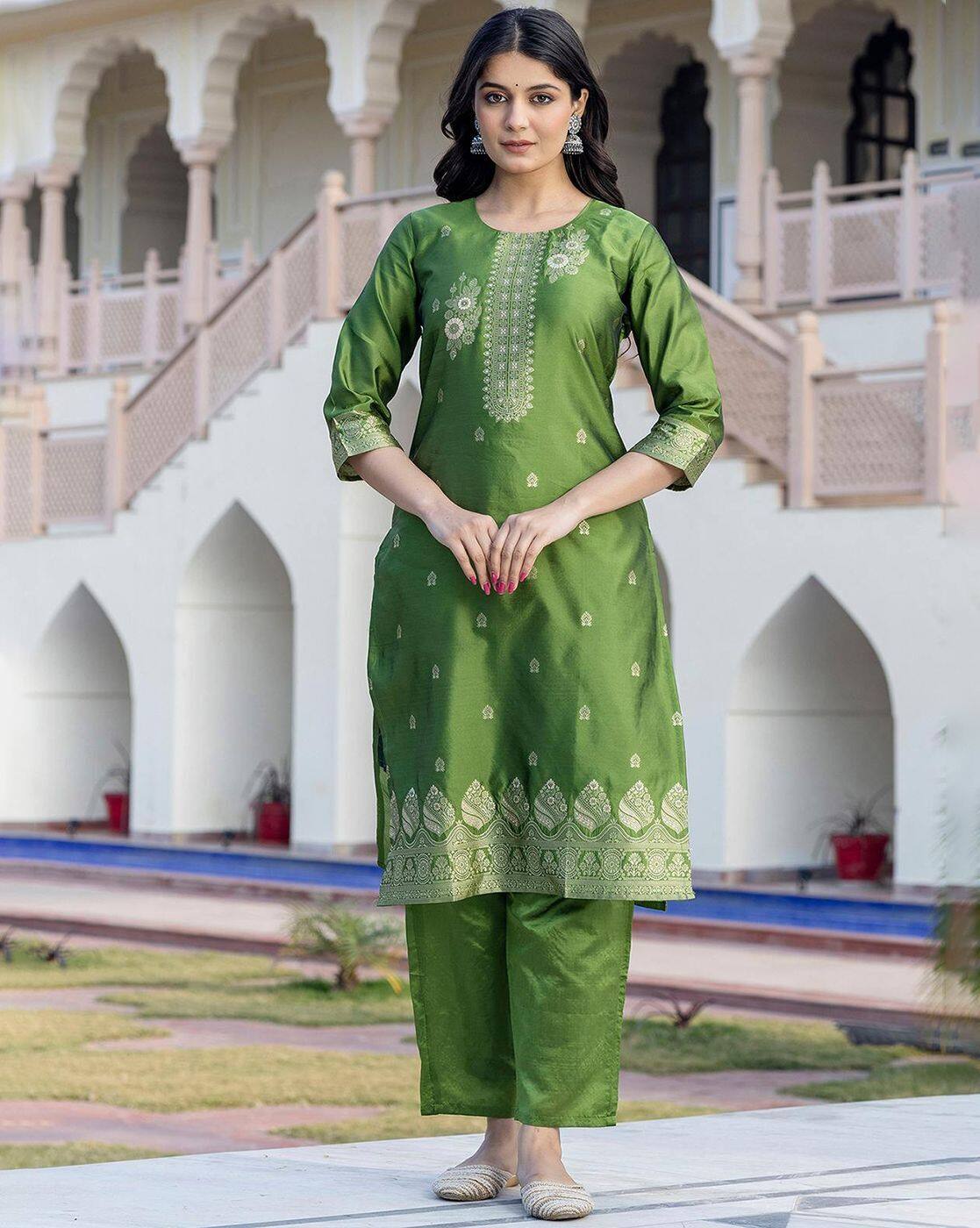 SVARAA Women’s Self-Design Silk Blend Kurta Set with Pant & Dupatta | Pakistani Indian Ethnic Wear for Women | Party & Wedding Kurti Set Malaysia